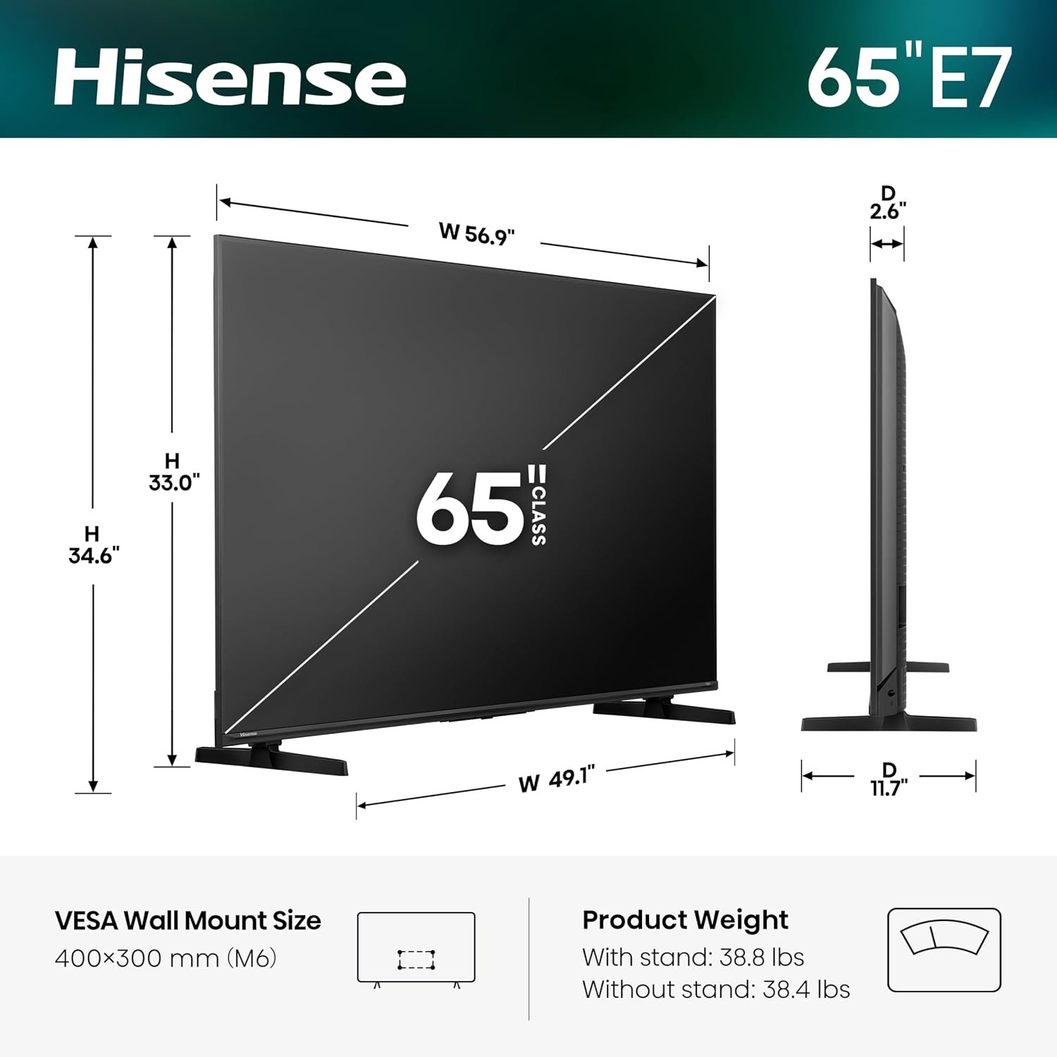 Hisense 65" E7 Cinema Series Hi-QLED Mini-LED 4K UHD Smart Fire TV (65E7SF, 2026 NEW) - Native 144Hz, AI Picture, Dolby Vision IQ · Atmos, FALD, HDR10+ Adaptive, MEMC, Alexa+