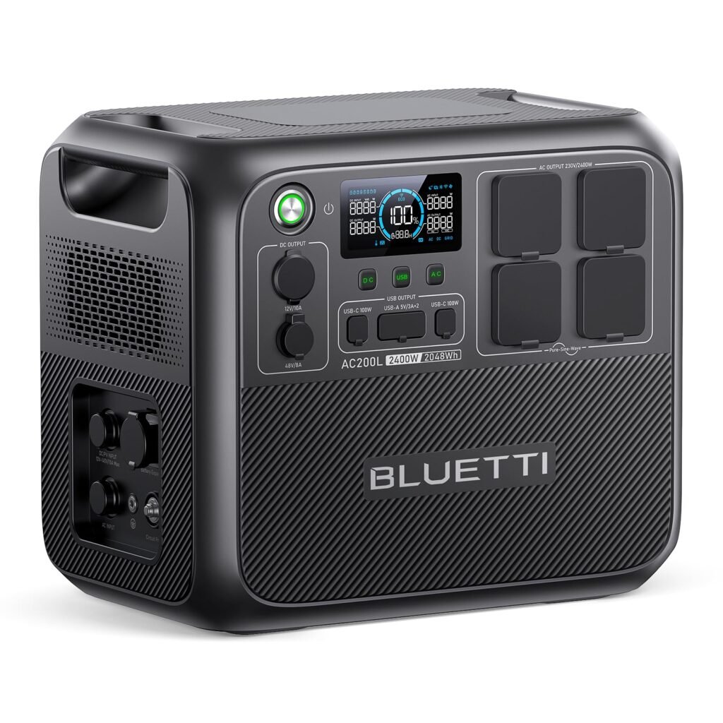 BLUETTI Portable Power Station AC200L, 2048Wh LiFePO4 Battery Backup, Expandable to 8192Wh w/ 4 2400W AC Outlets (3600W Power Lifting), Solar Generator for Camping, Home Use, Emergency