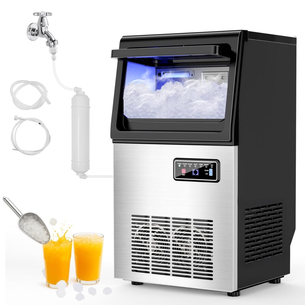 100 lbs Nugget Ice Maker Under Counter Self-Clean Compact Freestanding