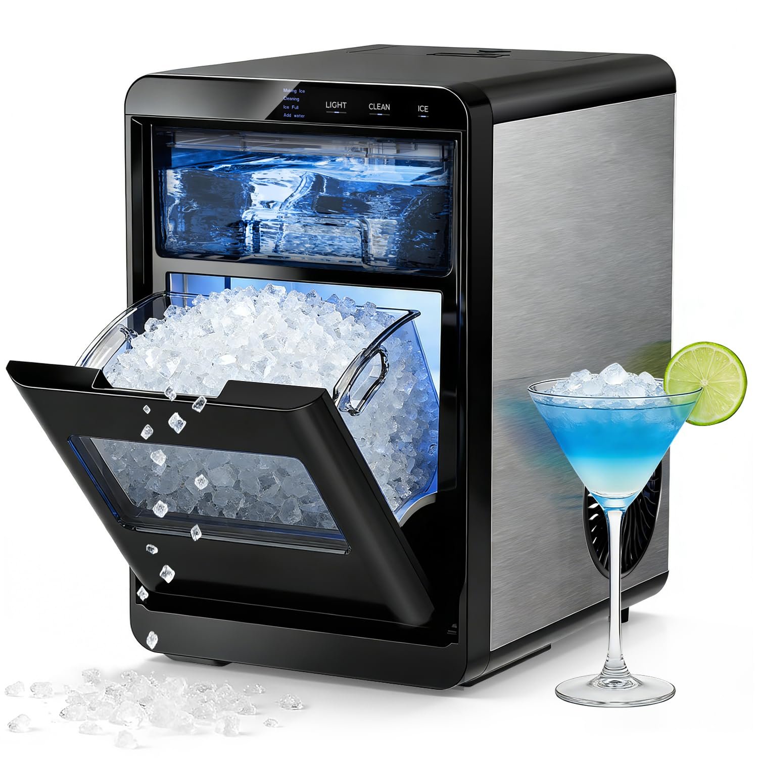 Nugget Ice Maker Countertop 44Lb/Day LED Display Machine