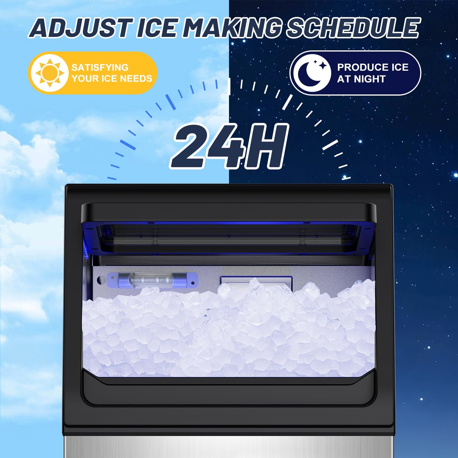 Nugget Ice Maker Machine, 100LBS/24H, 20LBS Capacity