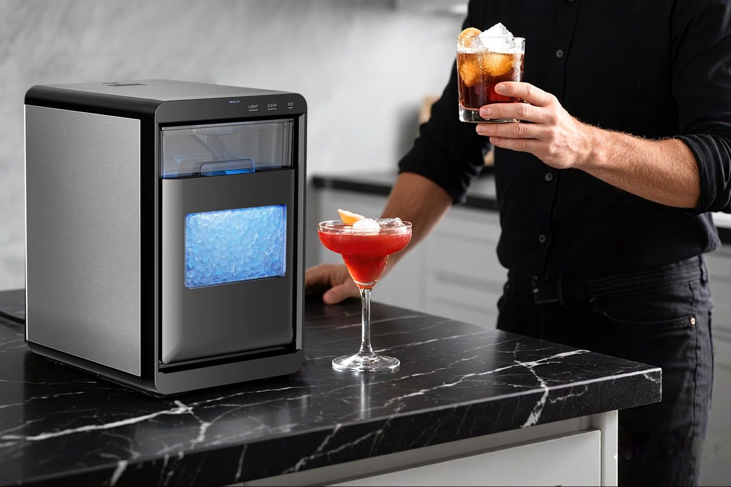 Nugget Ice Maker Countertop 44Lb/Day LED Display Machine