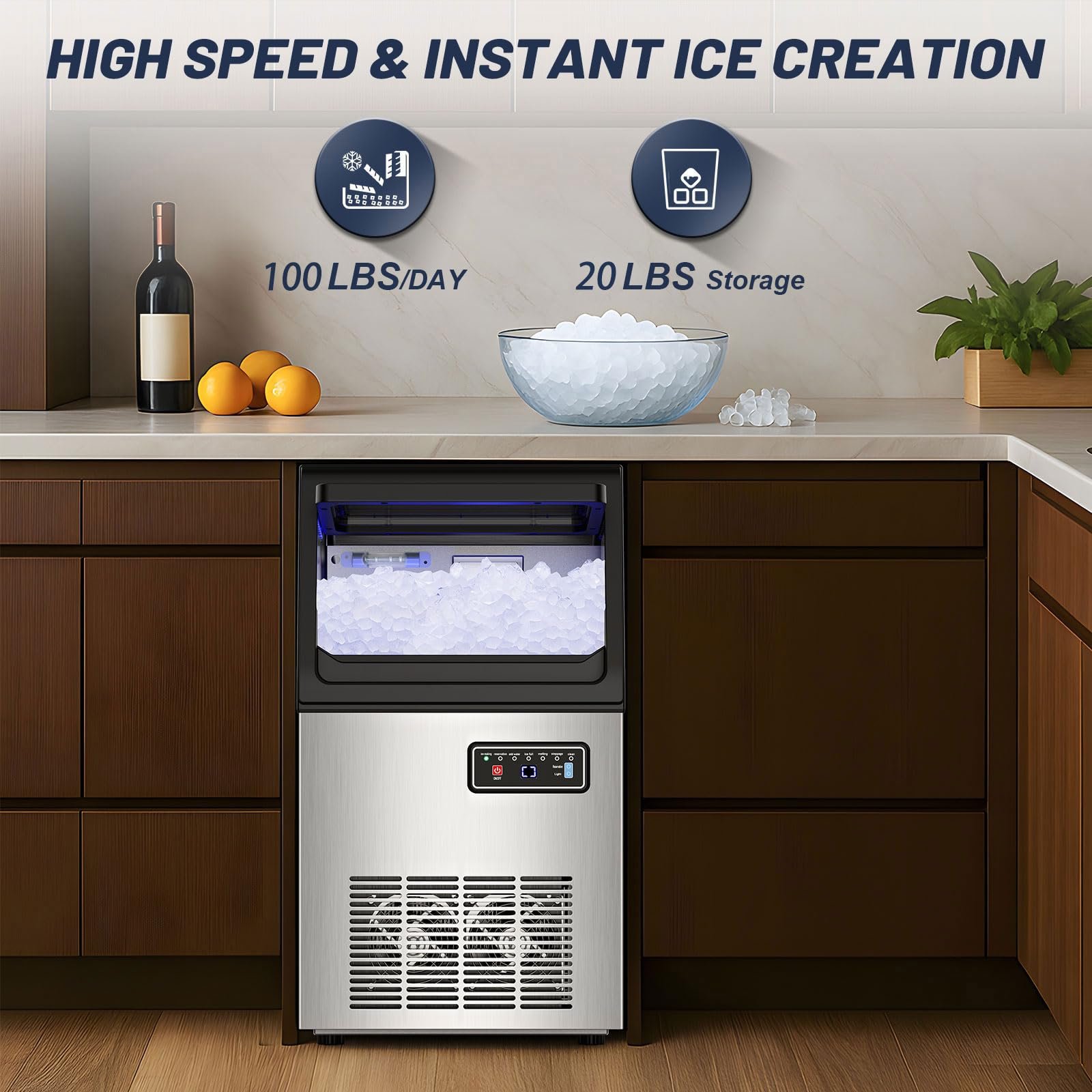 Nugget Ice Maker Machine, 100LBS/24H, 20LBS Capacity