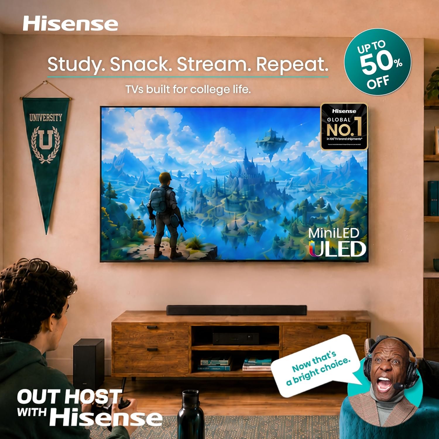 Hisense 65" E7 Cinema Series Hi-QLED Mini-LED 4K UHD Smart Fire TV (65E7SF, 2026 NEW) - Native 144Hz, AI Picture, Dolby Vision IQ · Atmos, FALD, HDR10+ Adaptive, MEMC, Alexa+