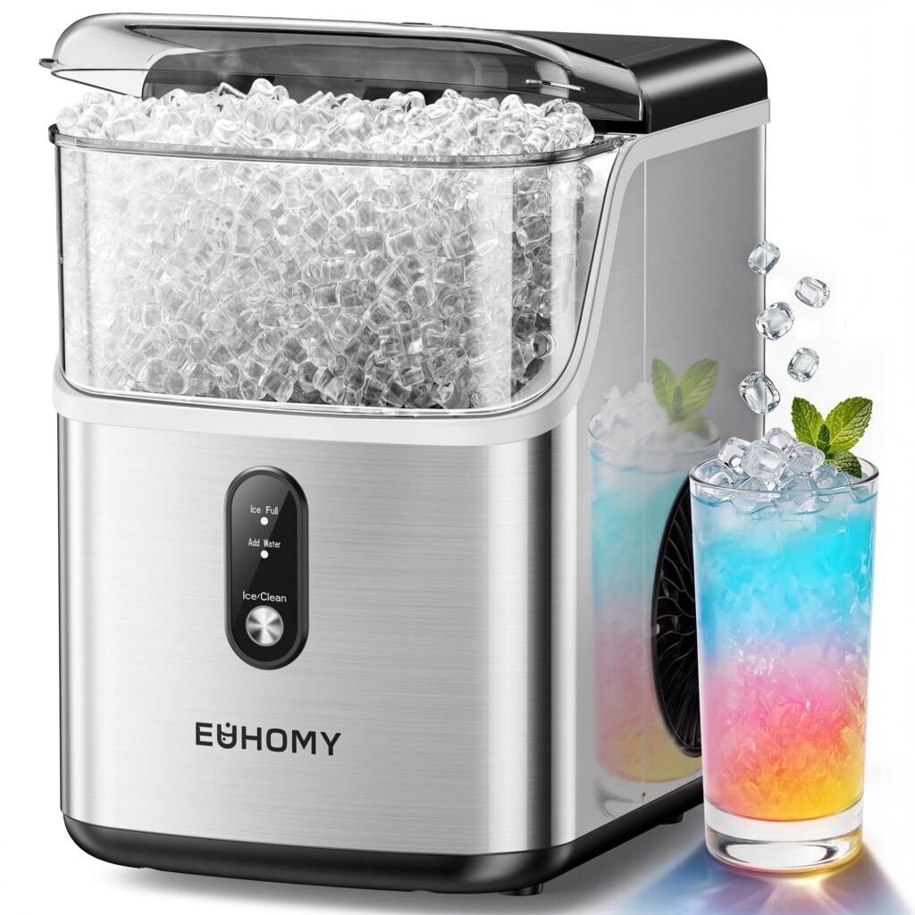 Countertop Nugget Ice Maker, 35 lbs/24H, Ready in 7 Min, Self-Cleaning, Stainless Steel