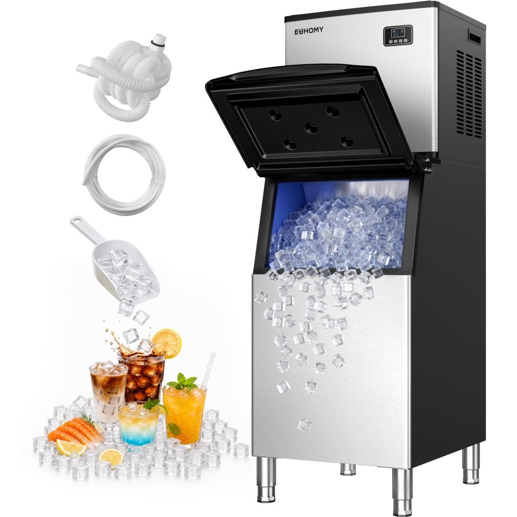 Commercial Ice Maker Machine,400lbs/24H,250lbs Bin,Stainless Steel