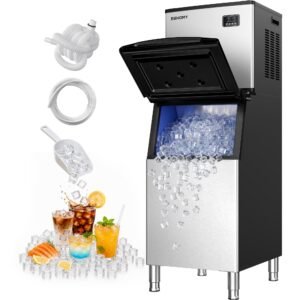 Commercial Ice Maker Machine,400lbs/24H,250lbs Bin,Stainless Steel