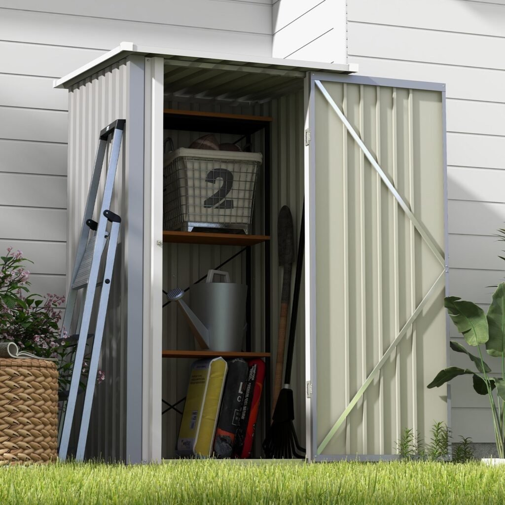 Patiowell 3 x 3 FT Outdoor Storage Shed,Small Garden Tool Storage Shed with Sloping Roof and Single Lockable Door, Outdoor Shed for Backyard Garden Patio Lawn, Gary