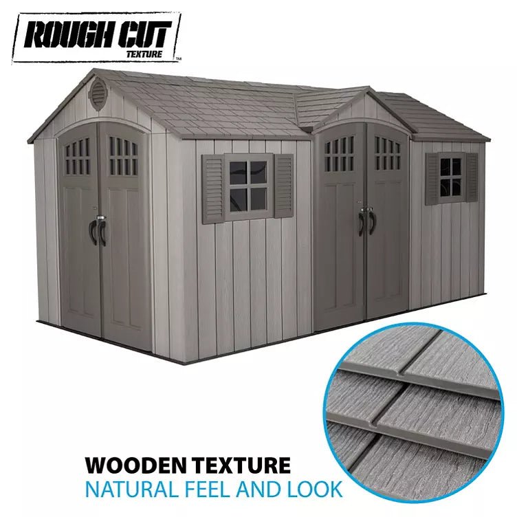 Lifetime 15' x 8' Rough Cut Dual-Entry Outdoor Storage Shed